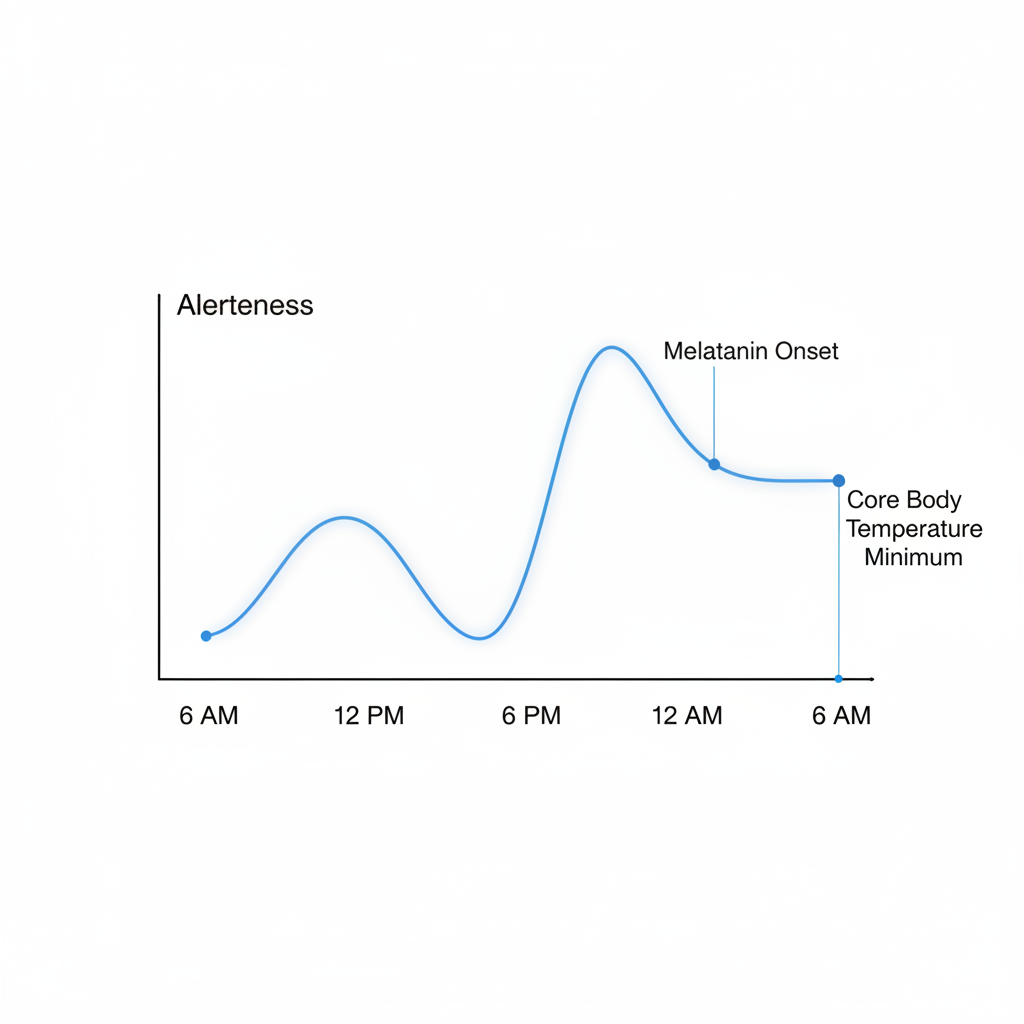 Circadian rhythm energy curve across a 24-hour clock
